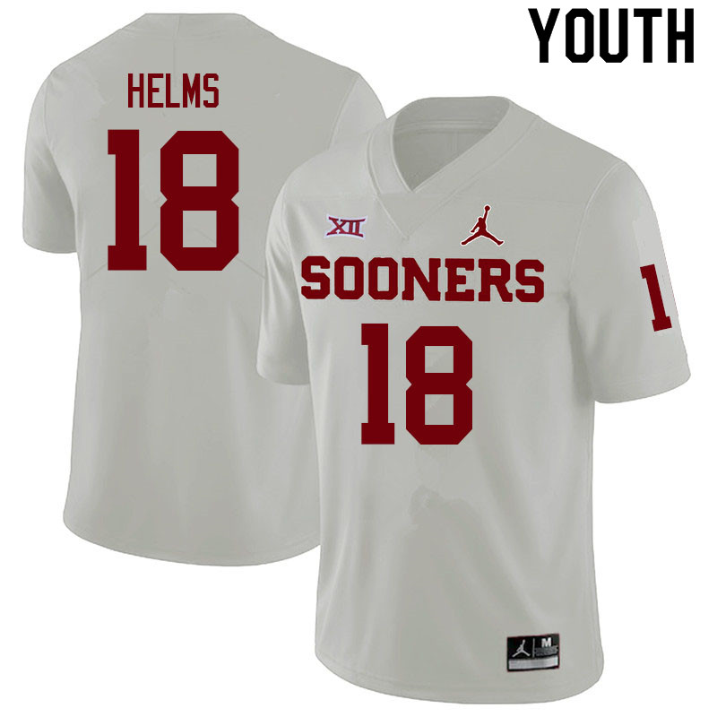 Youth #18 Kaden Helms Oklahoma Sooners College Football Jerseys Sale-White - Click Image to Close